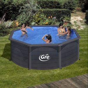 Piscina Acero Oval Imitacion Grafito 610x375x120