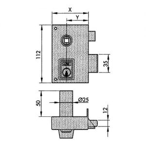 Cerradura Sobreponer 56-b Pintada 70 Dcha. Perfil