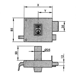 Cerradura Sobreponer 125-a Pintada 80 Dcha. Perfil