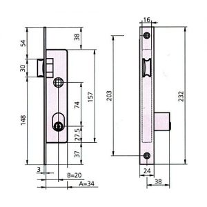 Cerradura Puerta Metalica 1964t/0 Cvl