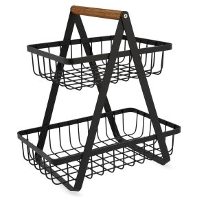 Cesta Rectangular 2 Niveles 27x17x31 Acero Pintado