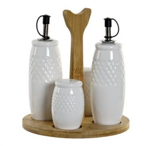 Aceitera Vinagrera Set 5 Porcelana BambÚ