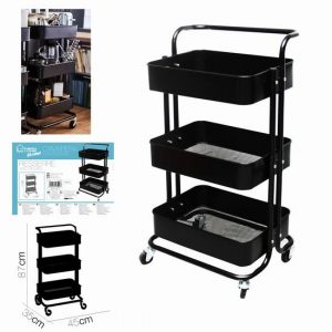 Camarera Metal Negra Con Ruedas