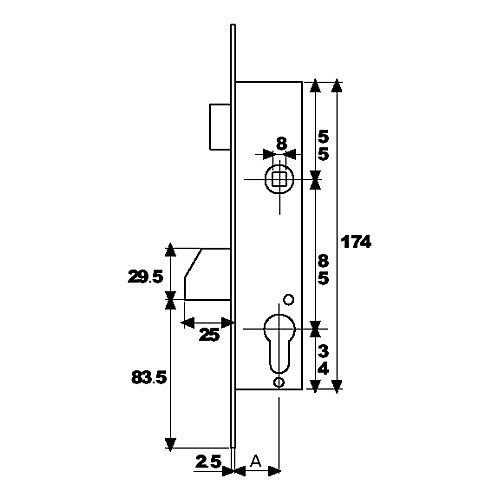 Cerradura TESA 2210/25-3AI