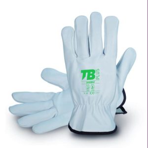 Guante Flor Vacuno Gris Ribete Tela 160bsz-11