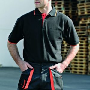 Polo Top Range Manga Corta Negro/naranja 647 M