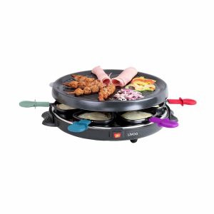 Raclette 6 Servicios 800w 34.5x29x12.5cm Metal + 6 Espatulas De Madera