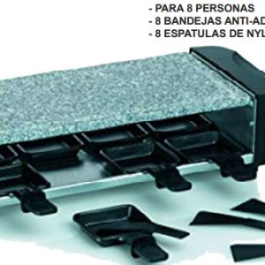 Raclette/piedra Electrico 8 Plazas 1200w 52x21x12.5cm Granito + Inox + Abs