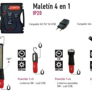 Linternas Led Maletin 4 En 1 Recarg. Usb/12v Mpl41
