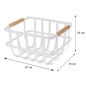 Cesta Metal Blanca 2 Asas Color Madera 170455860