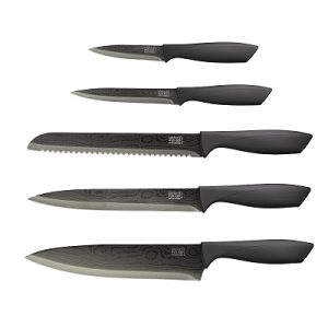 Set 5 Cuchillo Cocina Damask Black Titanium Lor255