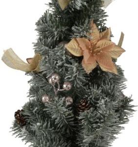 Arbol Navidad Con Maceta Nieve Lazos Flores 40cm