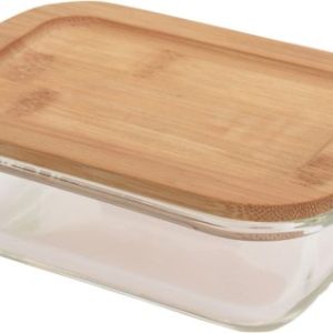 Contenedor Alimentos Cristal C/tapa Bambu 640ml.