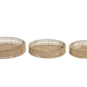 Bandeja Ratan Natural Set De 3 Unid