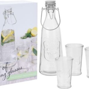 Set Botella 1l + 4 Vasos 250ml Cristal Cc1100130
